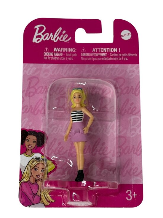 Other - Barbie Mini Figure Blonde Pink Skirt Black White Top New